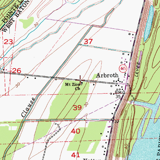 Topographic Map of Mount Zion Church, LA