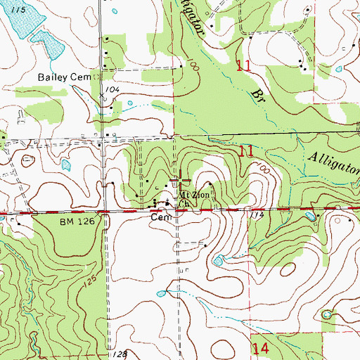 Topographic Map of Mount Zion Church, LA