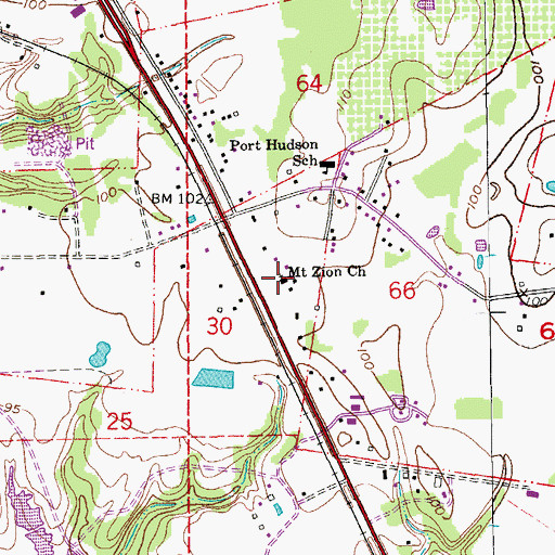 Topographic Map of Mount Zion Church, LA