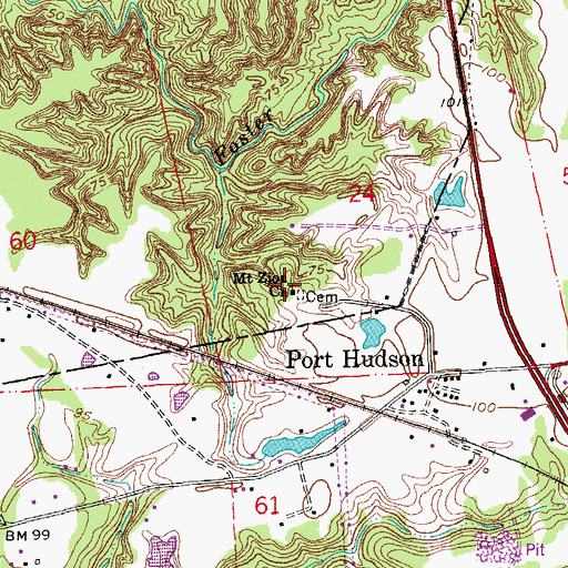 Topographic Map of Mount Zion Church, LA