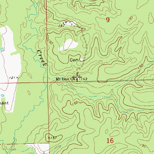 Topographic Map of Mount Zion Church, LA