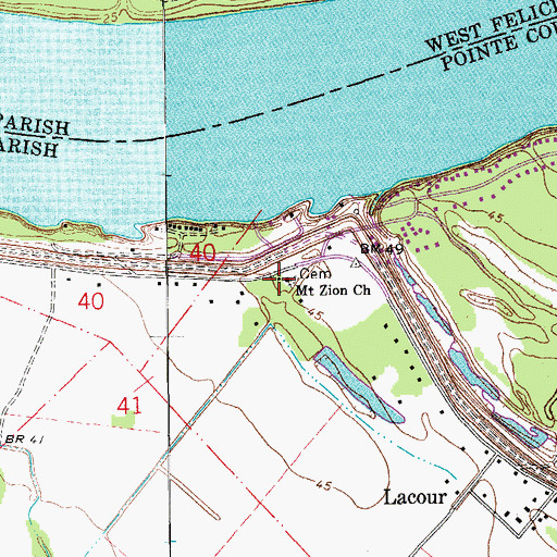 Topographic Map of Mount Zion Church, LA