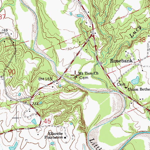 Topographic Map of Mount Zion Church, LA