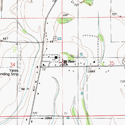 Topographic Map of Mount Zion Church, LA