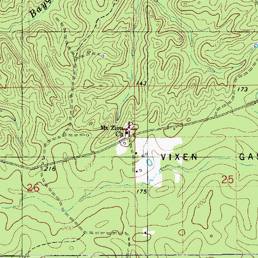 Topographic Map of Mount Zion Church, LA