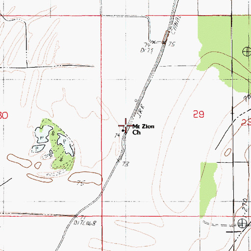 Topographic Map of Mount Zion Church, LA