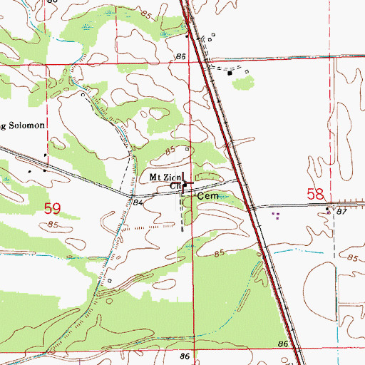 Topographic Map of Mount Zion Church, LA