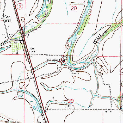 Topographic Map of Mount Zion Church, LA