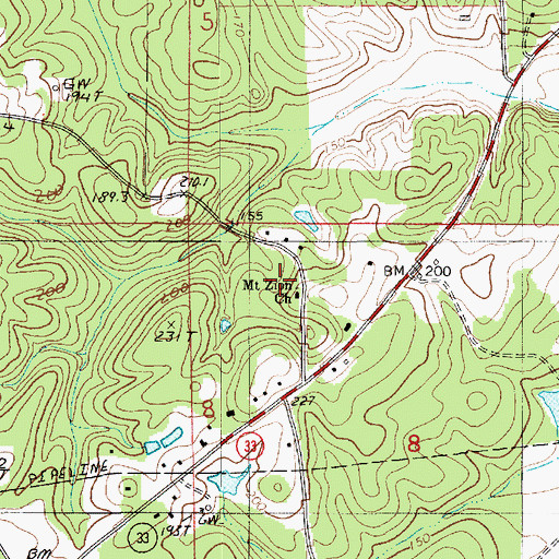 Topographic Map of Mount Zion Church, LA