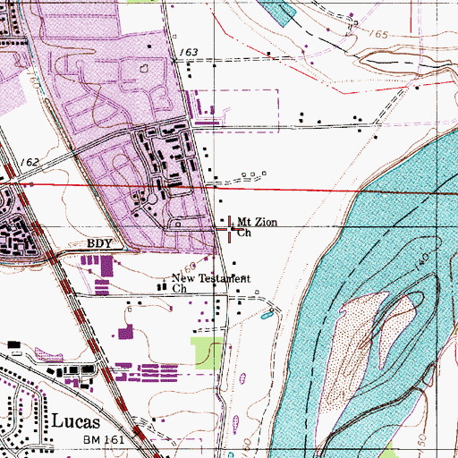 Topographic Map of Mount Zion Church, LA