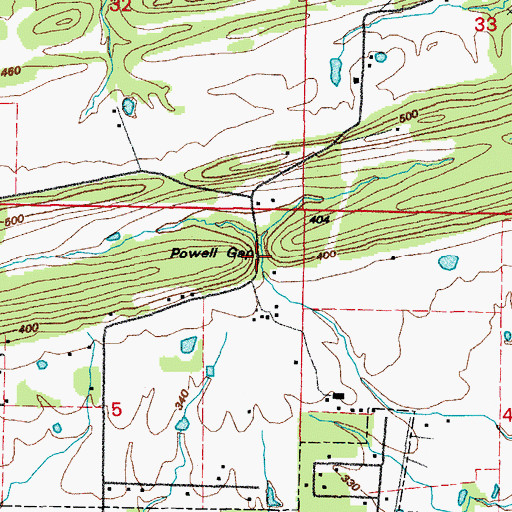 Topographic Map of Powell Gap, AR