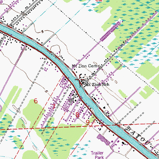 Topographic Map of Mount Zion School, LA