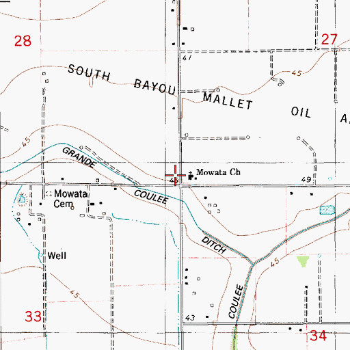 Topographic Map of Mowato Church, LA