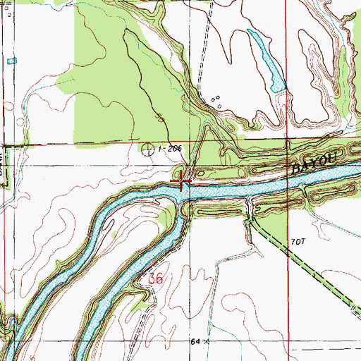 Topographic Map of Muddy Bayou, LA