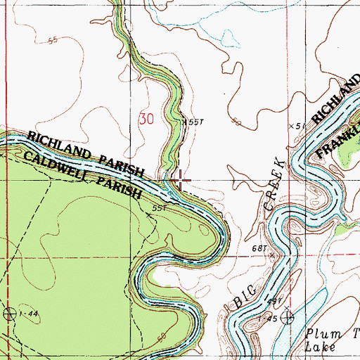 Topographic Map of Muddy Bayou, LA