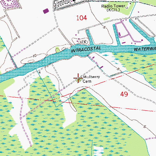 Topographic Map of Mulberry Cemetery, LA