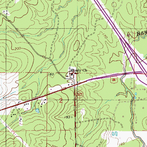 Topographic Map of Mundy Church, LA