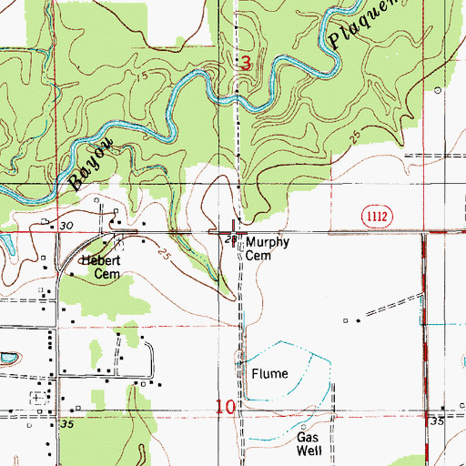Topographic Map of Murphy Cemetery, LA