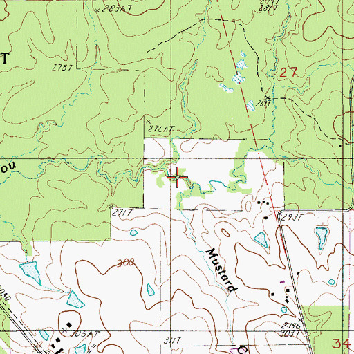 Topographic Map of Mustard Creek, LA
