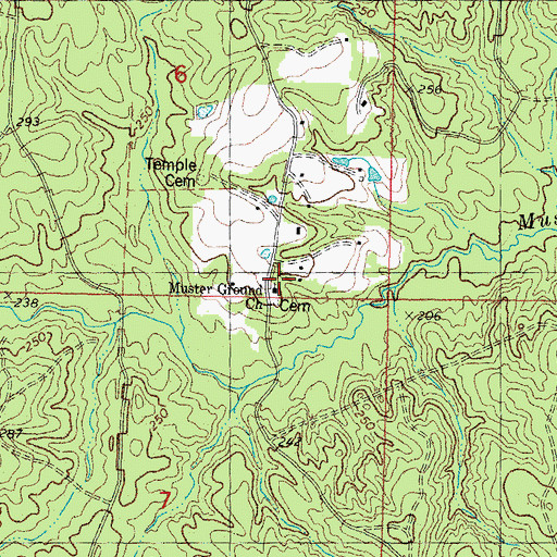 Topographic Map of Muster Ground Church, LA