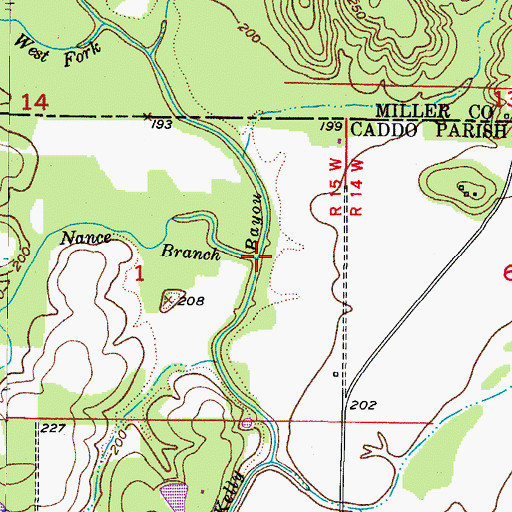 Topographic Map of Nance Branch, LA