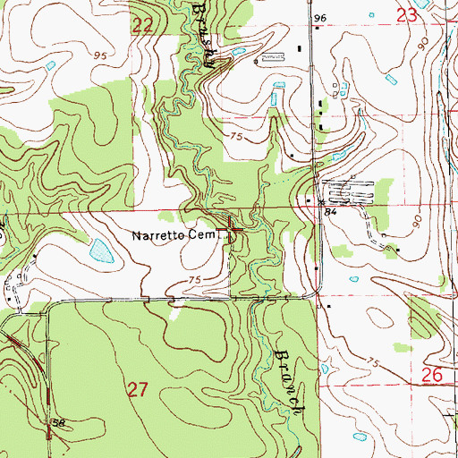 Topographic Map of Narretto Cemetery, LA