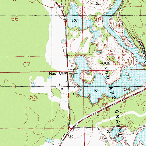 Topographic Map of Naul Cemetery, LA