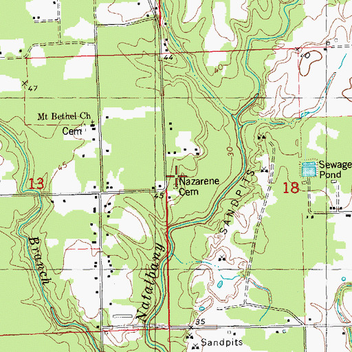 Topographic Map of Nazarene Cemetery, LA