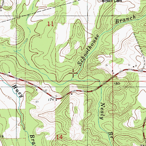 Topographic Map of Nealy Branch, LA