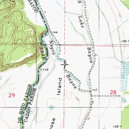Topographic Map of Negro Bayou, LA