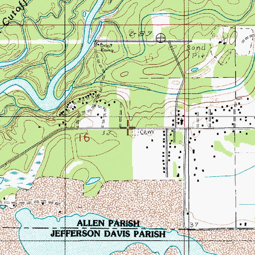 Topographic Map of Nevil Cemetery, LA