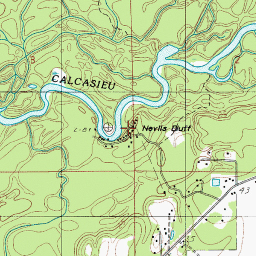 Topographic Map of Nevils Bluff, LA