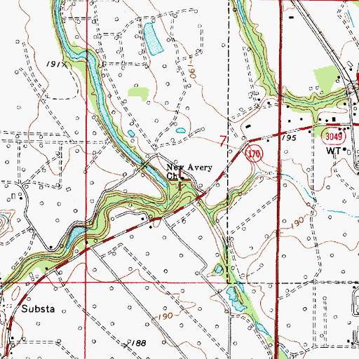 Topographic Map of New Avery Church, LA