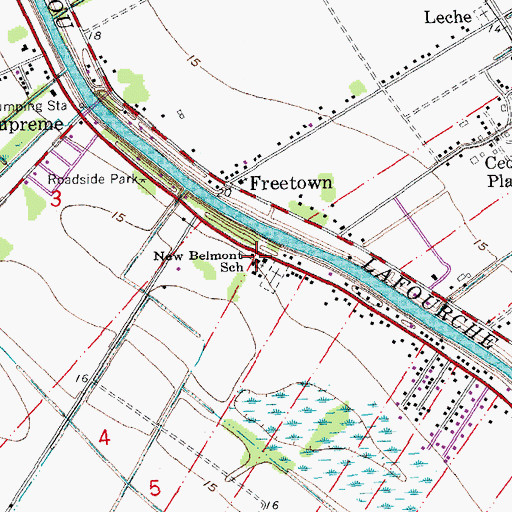 Topographic Map of New Belmont School, LA