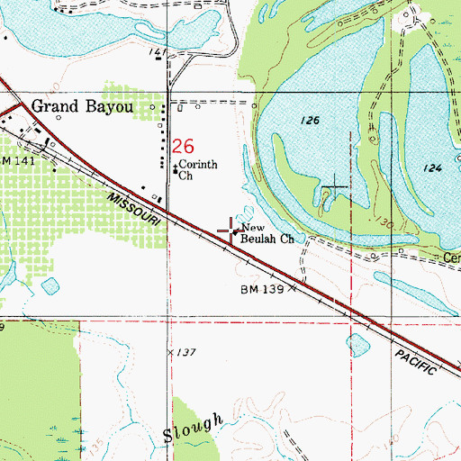 Topographic Map of New Beulah Church, LA