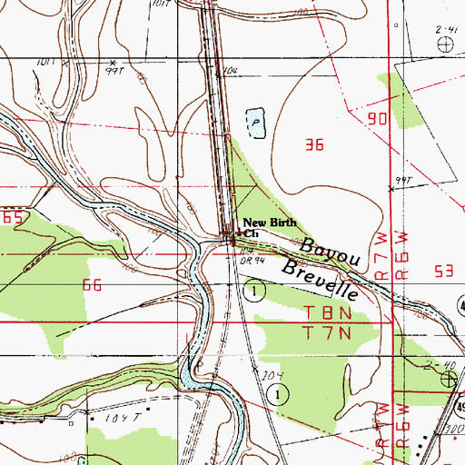 Topographic Map of New Birth Church, LA