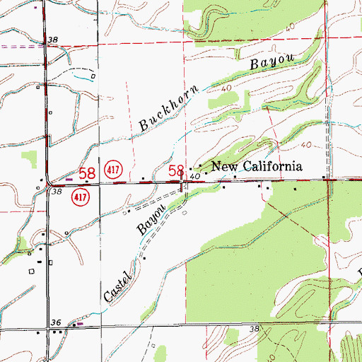 Topographic Map of New California, LA