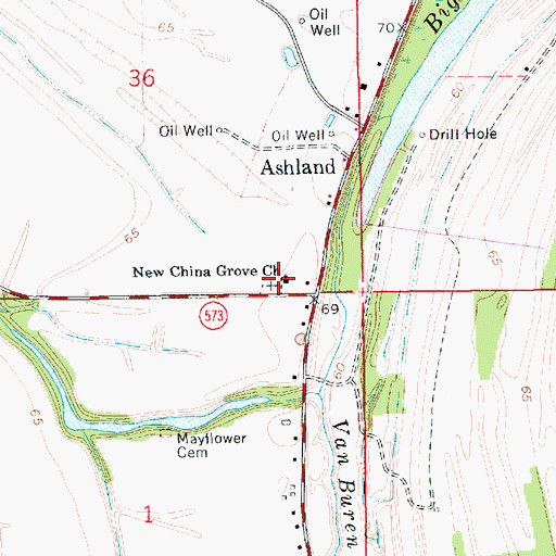 Topographic Map of New China Grove Church, LA