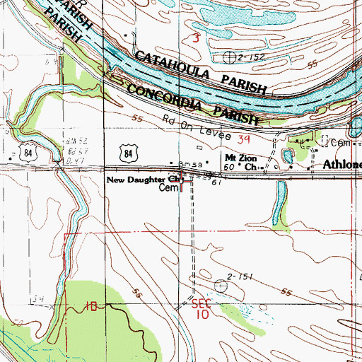 Topographic Map of New Daughter Church, LA