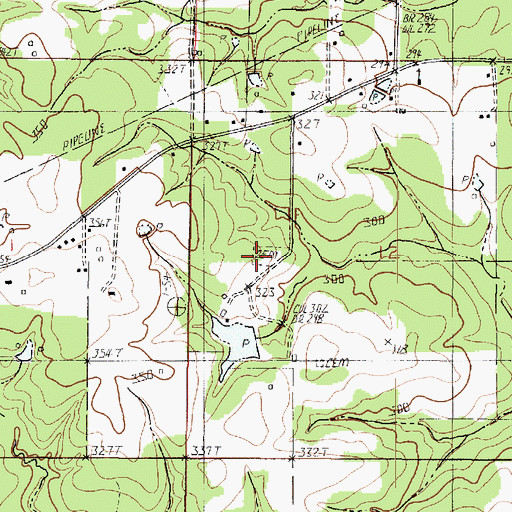 Topographic Map of New Hill Cemetery, LA