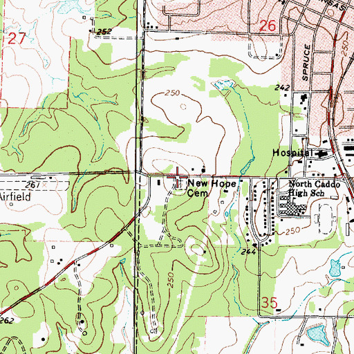Topographic Map of New Hope Cemetery, LA