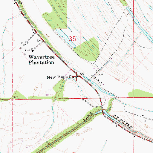Topographic Map of New Hope Church, LA
