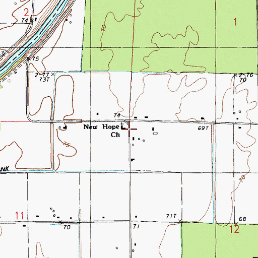 Topographic Map of New Hope Church, LA