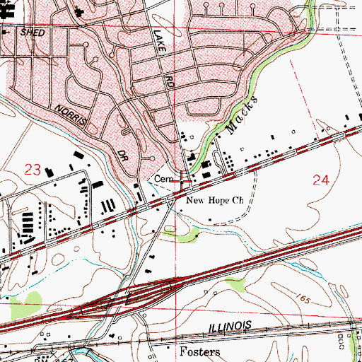 Topographic Map of New Hope Church, LA