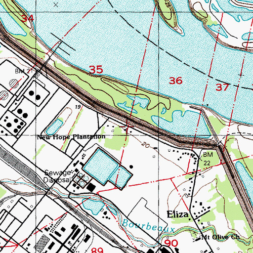 Topographic Map of New Hope Plantation, LA