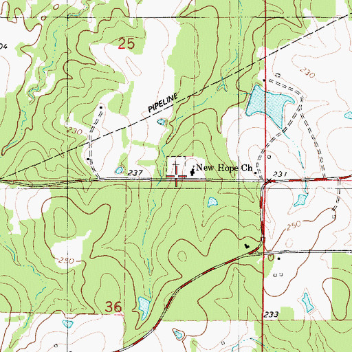 Topographic Map of New Hope School, LA