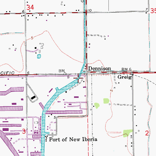 Topographic Map of New Iberia Southern Drainage Canal, LA