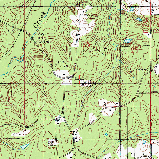 Topographic Map of New Land Church, LA