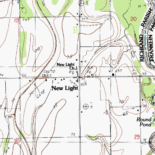Topographic Map of New Light, LA