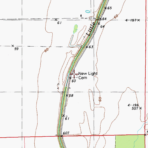 Topographic Map of New Light Cemetery, LA
